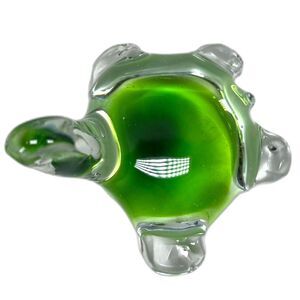 Green Sommerso Style Sea Turtle Paperweight - Art Glass Desk or Display Figure
